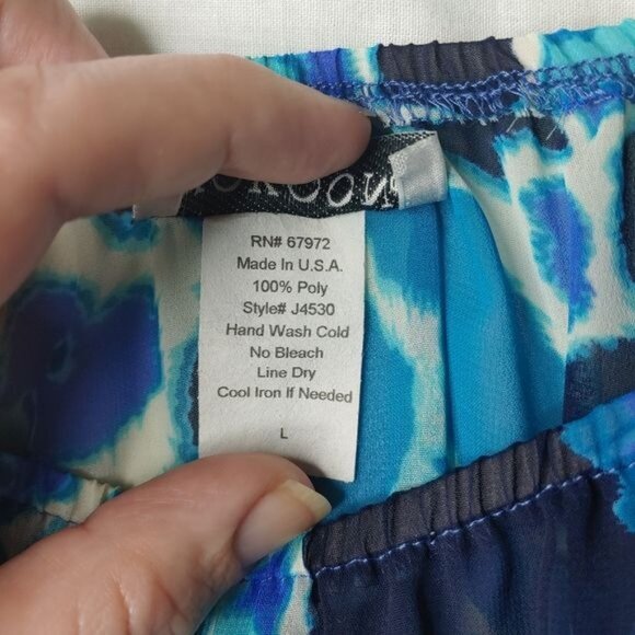 Kokoon Blouse Womens Large Floral Blue Tie-Hem Off-Shoulder Pullover - Picture 8 of 9